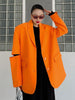 DEAT Women's Blazer Notched Loose Single Breasted Long Sleeve Cut Out Suit Jackets Female Tide Summer 2023 17A2209