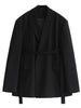DEAT Women's Blazer Notched Loose Single Breasted Long Sleeve Ribbon White Suit Jackets Female Autumn 2023 17A2004H