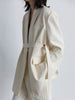 DEAT Women's Blazer Notched Loose Single Breasted Long Sleeve Ribbon White Suit Jackets Female Autumn 2023 17A2004H
