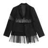 DEAT Women's Blazer Notched Single Breasted Long Sleeve Patchwork Gauze Suit Jackets Female Tide Autumn 2023 17A2456