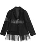 DEAT Women's Blazer Notched Single Breasted Long Sleeve Patchwork Gauze Suit Jackets Female Tide Autumn 2023 17A2456