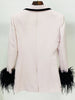 DEAT Women's Blazer Notched Slim Single Button Long Sleeve Feather Patchwork Suit Jackets Female Summer 2023 17A2295