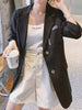 DEAT Women's Blazer Single Breasted Notched Loose Patchwork Contrast Color Suit Jackets Female Summer 2023 17A2340