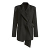 DEAT Women's Blazer Notched Collar Loose Single Button Deconstruct Black Irregular Suit Jackets Autumn 2023 17A4073