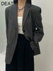 DEAT Women's Blazer Notched Collar Single Breasted Long Sleeve Layered Fake Pockets Suit Jackets Autumn 2023 17A982H
