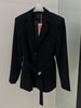 DEAT Women's Blazer Notched Collar Single Breasted Long Sleeve Metal Buckle Belt Suit Jackets Autumn 2023 17A981H
