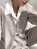 DEAT Women's Blazer V-neck Loose Single Breasted Apricot  Pockets Long Sleeve Suit Jackets Autumn 2023 Tide 17A4085
