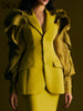 DEAT Women's Blazezr Notched Single Breasted Mesh Reffles Long Sleeve Suit Jackets Temperament Autumn 2023 17A2516