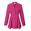DEAT Woman Blazer Coat Rose Red Notched Collar Long Sleeve Pleated Gathered Waist Casual Style Elegant 2022 Autumn 15XF486