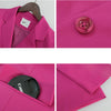 DEAT Woman Blazer Coat Rose Red Notched Collar Long Sleeve Pleated Gathered Waist Casual Style Elegant 2022 Autumn 15XF486