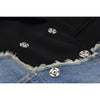 DEAT Woman Blazer Denim Patchwork Notched Collar Long Sleeve Triple Breasted Loose Casual Style 2022 Autumn Clothing 15XM006