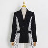 DEAT Woman Blazer Striped Patchwork Single Breasted Notched Long Sleeve Pockets Casual Style Jacket 2022 Autumn 15XM492