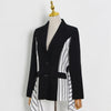 DEAT Woman Blazer Striped Patchwork Single Breasted Notched Long Sleeve Pockets Casual Style Jacket 2022 Autumn 15XM492