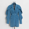 DEAT Woman Blazer White Cloak Sashes Notched Ruffles Long Sleeve Single Breasted Casual Style Jacket 2022 Autumn 15XM009