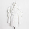 DEAT Woman Blazer White Cloak Sashes Notched Ruffles Long Sleeve Single Breasted Casual Style Jacket 2022 Autumn 15XM009