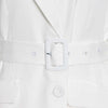 DEAT Woman Blazer White Cloak Sashes Notched Ruffles Long Sleeve Single Breasted Casual Style Jacket 2022 Autumn 15XM009