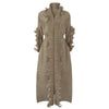 DEAT Woman Pleated Dress Oversized Elastic With Sashes Ruffles Long Sleeve Lapel Casual Style 2023 Spring Clothing HT675