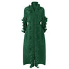 DEAT Woman Pleated Dress Oversized Elastic With Sashes Ruffles Long Sleeve Lapel Casual Style 2023 Spring Clothing HT675