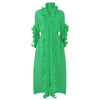 DEAT Woman Pleated Dress Oversized Elastic With Sashes Ruffles Long Sleeve Lapel Casual Style 2023 Spring Clothing HT675