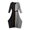 DEAT Woman Pleated Midi Dress Multicolor Seven Sleeve V Neck With Sashes Slim Elegant Casual Style 2022 Autumn 15JK966