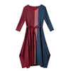 DEAT Woman Pleated Midi Dress Multicolor Seven Sleeve V Neck With Sashes Slim Elegant Casual Style 2022 Autumn 15JK966