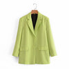[DEAT] Women Blazer Green Turn-down Collar Long Sleeve Single-breasted Solid Color Coat Tide 2022 Autumn 13Z1418