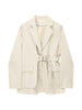 [DEAT] Women Blazer Irregular Belt Solid Elegant Lapel Long Sleeve Loose Jacket Tide Summer Autumn 2023 13DA3202