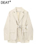 [DEAT] Women Blazer Irregular Belt Solid Elegant Lapel Long Sleeve Loose Jacket Tide Summer Autumn 2023 13DA3202
