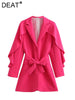 [DEAT] Women Blazer Lace-up Temperament Elegant Lapel Long Sleeve Loose Fit Jacket Tide Autumn   2023 13DA3073