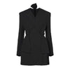 DEAT  Women Cross Bandage Brief Gray Blazer Lapel Long Sleeve Loose Fit  Jacket Tide Autumn Winter winter 2022 LI194