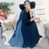 DEAT Women Pleated Maxi Dress Round Collar Seven Sleeve Side Split Patchwork Loose Casual Style 2022 Autumn  15JK94