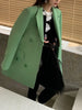DEAT elegant women's blazer notched loose double breasted full sleeve long spliced suit jackets female summer 2023