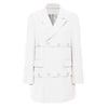 DEAT elegant women's blazer notched loose double breasted full sleeve long spliced suit jackets female summer 2023