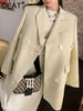 DEAT elegant women's blazer notched loose double breasted full sleeve long spliced suit jackets female summer 2023