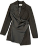 DEAT women's blazer solid color long sleeve notched irregular loose straight jackets female tide summer 2023 11C400