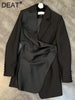DEAT women's blazer solid color long sleeve notched irregular loose straight jackets female tide summer 2023 11C400
