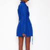 DEATwomen Coat Blue Solid Notched Long Sleeve Bandage Cross Slim Waist Casual Style Jackets 2022 Autumn 15JK426