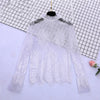 2022 Women Blouses Spring Autumn Fashion Sexy Slim Shirt Tops Lace Long Sleeve Turtleneck Elegant Retro Lace Blouse
