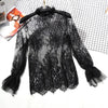 2022 Women Blouses Spring Autumn Fashion Sexy Slim Shirt Tops Lace Long Sleeve Turtleneck Elegant Retro Lace Blouse