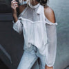 Womens Elegant Long Sleeve Blouses Spring Summer Shirt Fashion Tops Casual Streetwear Button Blouse Black White