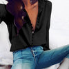 Womens Elegant Long Sleeve Blouses Spring Summer Shirt Fashion Tops Casual Streetwear Button Blouse Black White