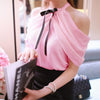 Off Shoulder Top Women Sexy Shirt 2022 New Summer Office Lady White Elegant Blouses Ladies Bow Chiffon Casual Blouse