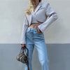DEWADBOW Double Layer Bandage Cross Slim Blazer Suits Women Long Sleeve Pocket Lolita Short Jacket Female Outwear 2022 Crop Tops