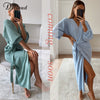DICLOUD Long Women Knitted Wrap Dress Spring Oversize Elegant Day Midi Dress Sexy V Neck Knitwear Robe 2023 Ladies Clothes