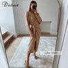 DICLOUD Long Women Knitted Wrap Dress Spring Oversize Elegant Day Midi Dress Sexy V Neck Knitwear Robe 2023 Ladies Clothes