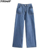 DIMANAF Women Jeans Pants High Waist Denim Female Elastic Wide Leg Pants Straight Blue Trousers Large Oversize Fall woman pants