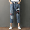 DISNEY Mickey Ripped Boyfriend Jeans For Women Loose Denim Pants Women Elastic Denim Pants Ladies Jeans Women Pants Jean