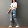 DISNEY Mickey Ripped Boyfriend Jeans For Women Loose Denim Pants Women Elastic Denim Pants Ladies Jeans Women Pants Jean
