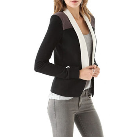 DOMODA Autumn Coat 2022 Women Clothing New Color Patchwork Scarf Collar Long Sleeve Outwear Slim Basic Knitted Casual Blazer