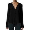 DOUDOULU chiffon v neck shirt for women autumn solid color tops and blouse casual loose fashion long sleeve shirts Moletom